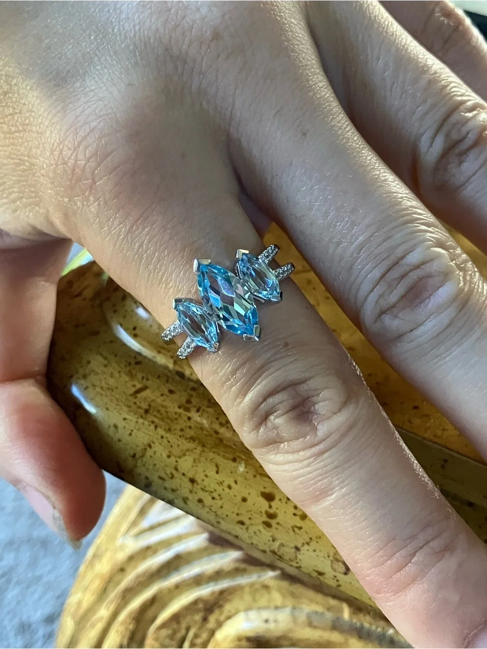Sky Blue Topaz Sterling Silver Ring Size 8.75